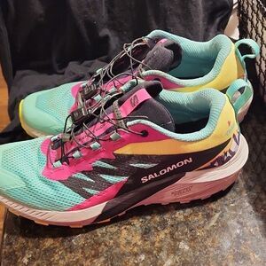Salomon Women's Teal and Pink Trail Shoes